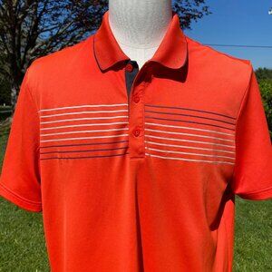 -Adidas Golf "Grand Dunes" W/ Black Stripes Polo Men's Golf Shirts S/S Size L